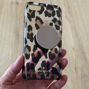Kate Spade Leopard Print Phone Case with PopSocket - Black and Brown